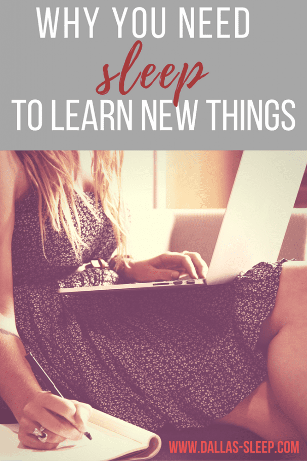 Woman studying with laptop and notebook for Dallas Sleep article on learning and sleep
